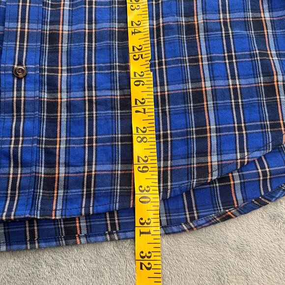Prana Dolberg Flannel Shirt Mens L Blue Plaid Slim Fit Long Sleeve Button Up - Picture 13 of 15